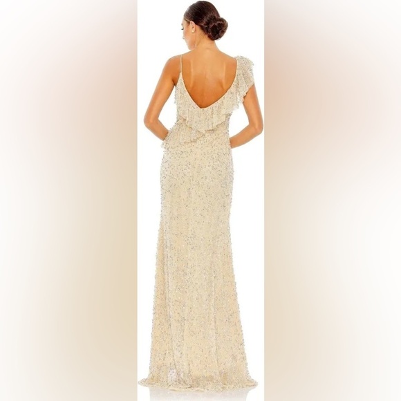 Mac Duggal 10931 NWT EMBELLISHED RUFFLE FAUX WRAP SEQUINED GOWN - Picture 3 of 10